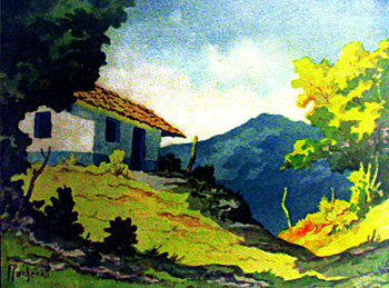 Pacheco Fausto_Paisaje casa con arbusto