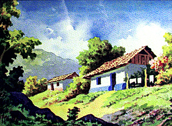 Pacheco Fausto_Paisaje con dos casas